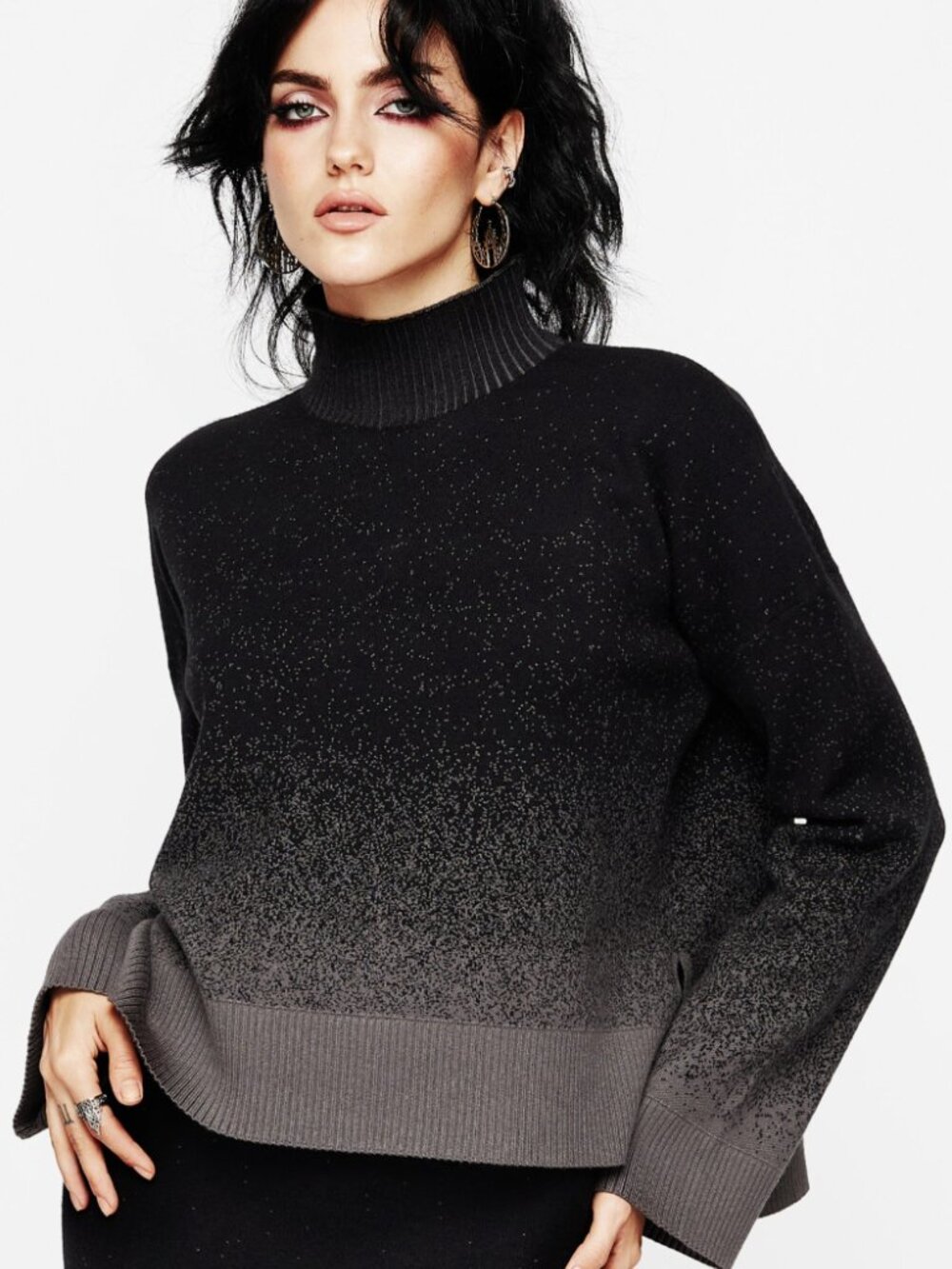 Disturbia Nightjar Ombre Knit Sweater Black Gray XL Gothic